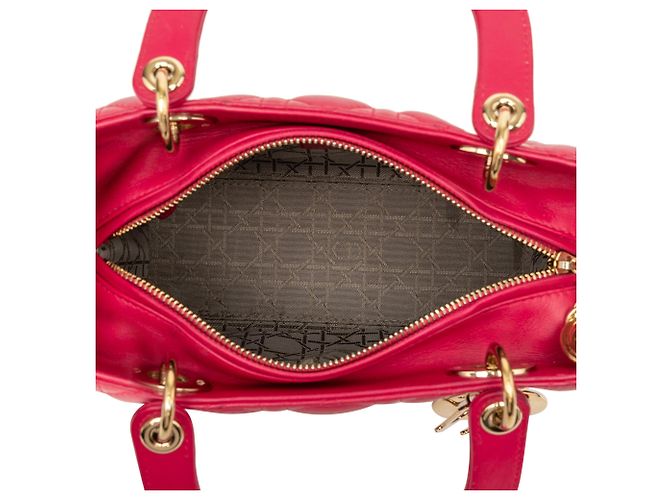 Dior Red Medium Lambskin Cannage Lady Dior - view 4