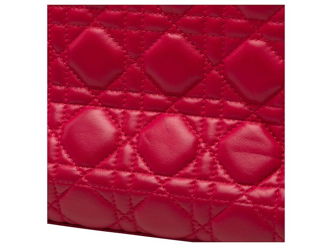 Dior Red Medium Lambskin Cannage Lady Dior - view 6