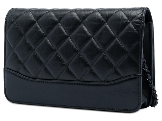 Portafoglio con Catena Chanel Black Quilted Aged Calfskin So Black Gabrielle Nero - vista 2