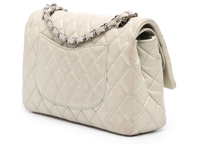 Chanel White Medium Classic Lambskin Double Flap Bianco Bianco sporco - vista 2