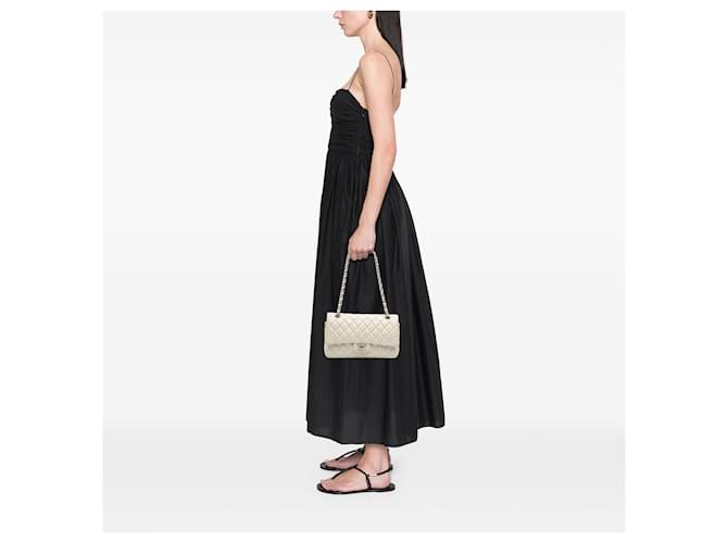 Chanel White Medium Classic Lambskin Double Flap Bianco Bianco sporco - vista 6