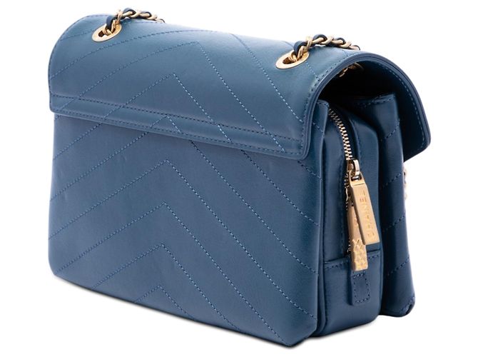 Chanel Blue Small Chevron Lambskin Stitched Envelope Flap Blu navy - vista 2