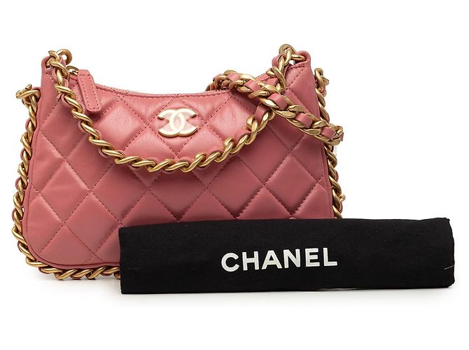 Chanel Pink CC Quilted Lambskin Trendy Chain Around Hobo Rosa - vista 7