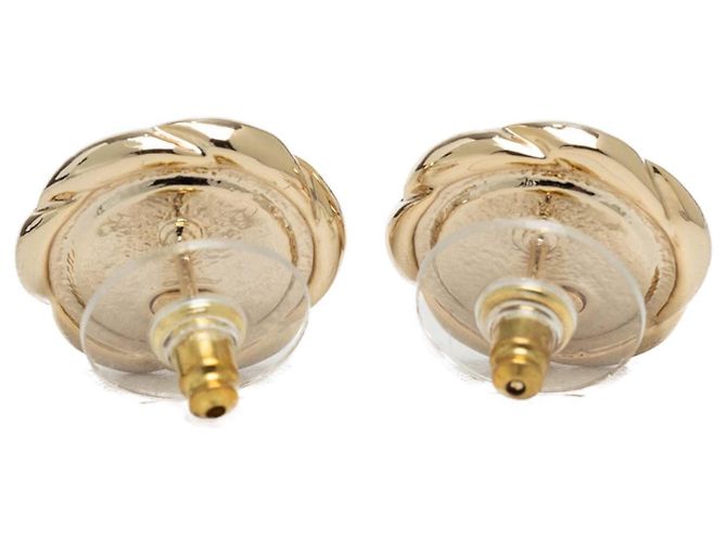 Orecchini Chanel Gold CC Camelia placcati oro con chiusura a perno D'oro - vista 2