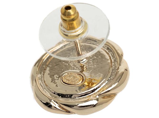 Orecchini Chanel Gold CC Camelia placcati oro con chiusura a perno D'oro - vista 3