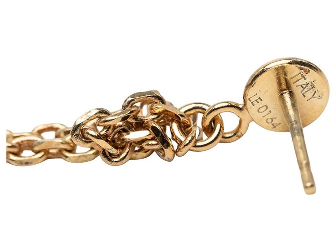 Orecchini Louis Vuitton Gold Gold Plated Strass Gamble Drop Push Back D'oro - vista 3