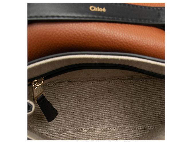 Chloé Penelope Soft Satchel em couro de vitelo de grão pequeno preto - vista 4