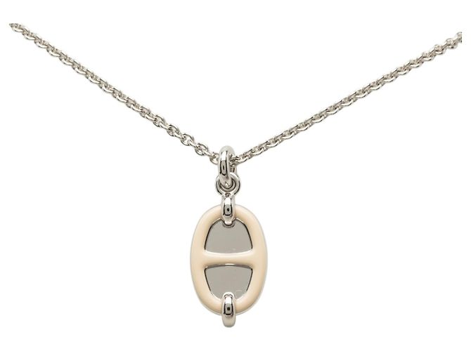 Hermès Silver Palladium Plated Mini Maillon Pendant Necklace Silvery - view 2