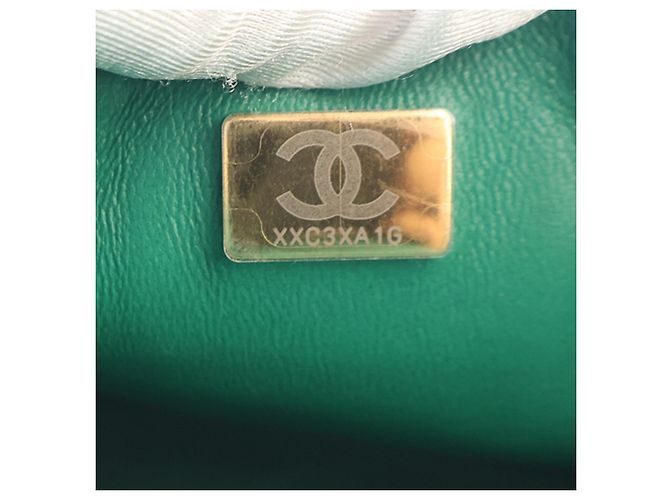 Chanel Green Mini Square Classic Iridescent Lambskin Single Flap Verde - vista 8