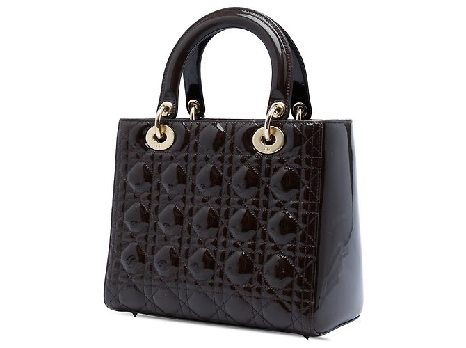 Lady Dior Cannage in vernice viola, misura Medium Porpora - vista 2