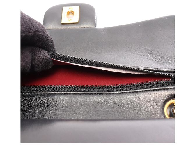 Chanel Black Medium Classic Lambskin Double Flap Nero - vista 10