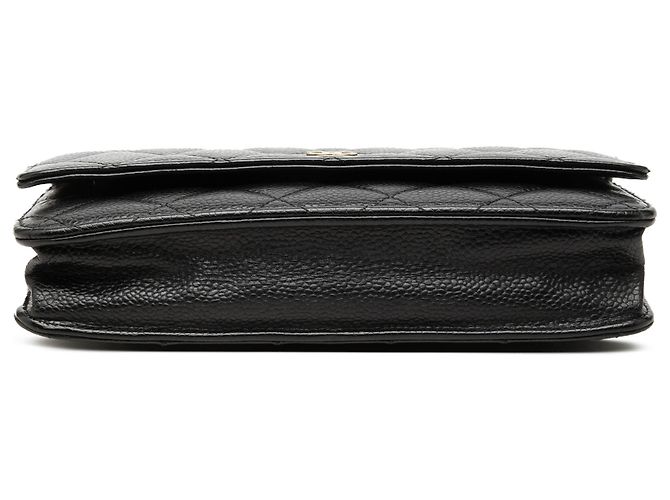 Chanel Black CC gestepptes Caviar Wallet on Chain Schwarz - Ansicht 3