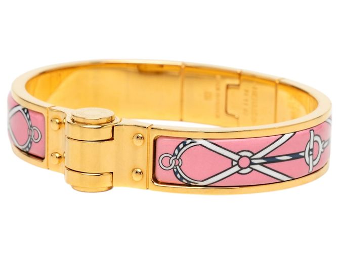 Bracciale Charniere Uni in smalto rosa stretto Hermès - vista 2