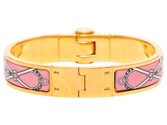 Bracciale Charniere Uni in smalto rosa stretto Hermès - vista 3