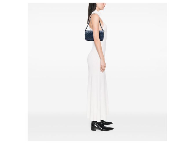 Chanel Blue Medium Quilted Crumpled Calfskin Airlines Casual Rock Flap Blu scuro - vista 6