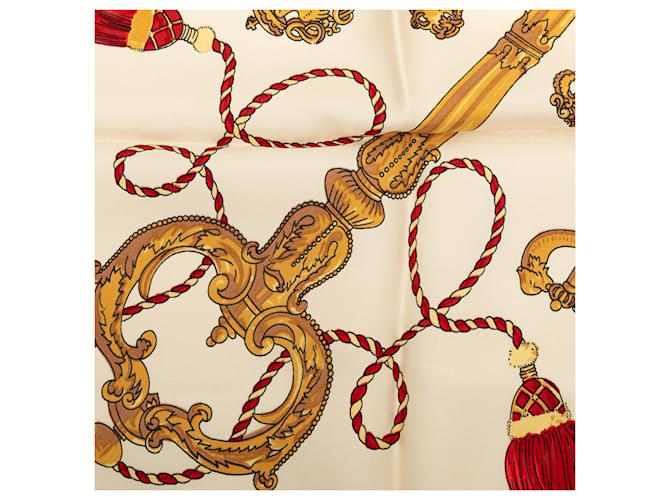Sciarpa in seta Hermès Brown Les Cles 90 Marrone Beige - vista 4