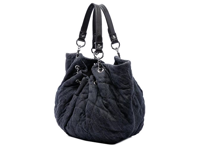 Bolsa Tote Chanel Blue Large Quilted Denim Stretch Spirit Azul Azul marinho - vista 2