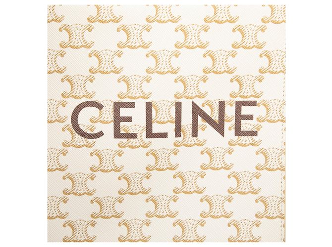 Céline Celine Borsa Tote Verticale Mini Triomphe in Tela Cerata Bianca Bianco Crudo - Ansicht 5