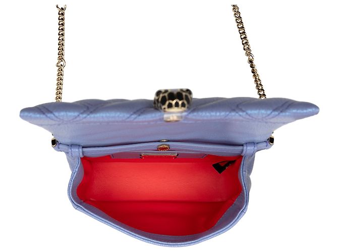 Bulgari Borsa a tracolla Serpenti Cabochon in pelle viola Bvlgari Porpora - vista 4