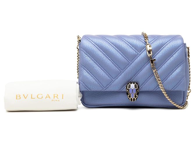 Bulgari Borsa a tracolla Serpenti Cabochon in pelle viola Bvlgari Porpora - vista 7