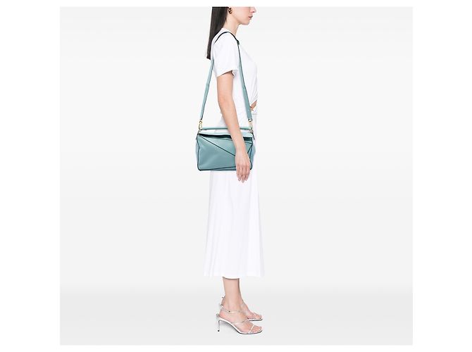 Borsa Satchel Puzzle in pelle di vitello blu Medium LOEWE Blu chiaro - vista 6