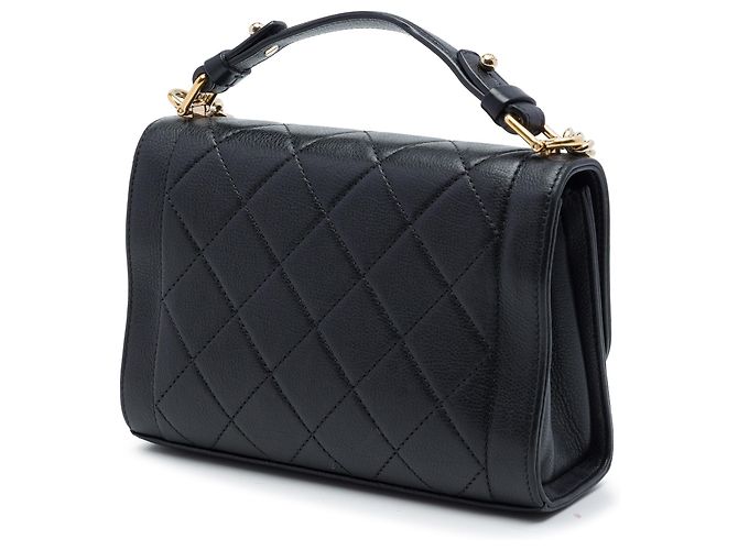 Chanel Black Small Quilted Grained Calfskin Label Click Flap Nero - vista 2
