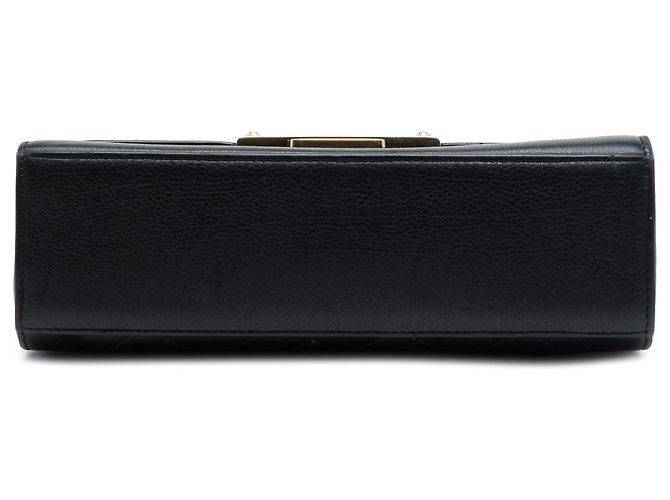 Chanel Black Small Quilted Grained Calfskin Label Click Flap Nero - vista 3
