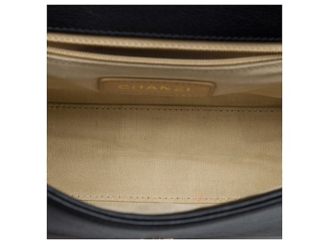 Chanel Black Small Quilted Grained Calfskin Label Click Flap Nero - vista 4