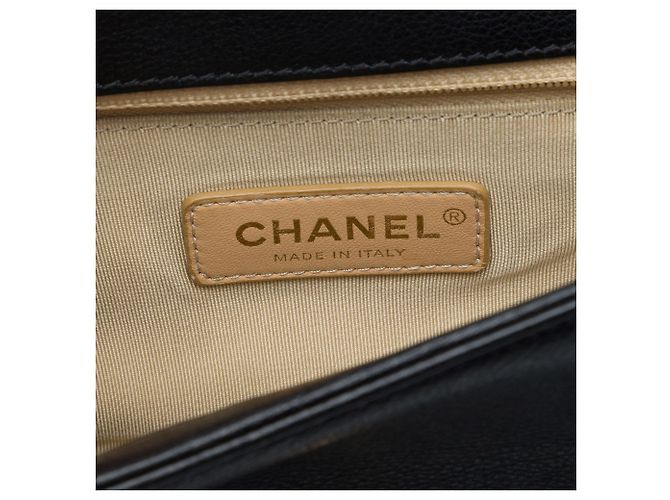 Chanel Black Small Quilted Grained Calfskin Label Click Flap Nero - vista 5
