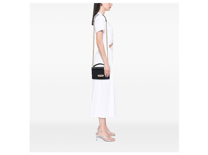 Chanel Black Small Quilted Grained Calfskin Label Click Flap Nero - vista 6