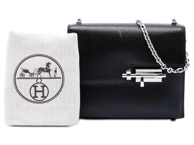 Hermès Black Mini Chevre Mysore Verrou Chaine Nero - vista 7