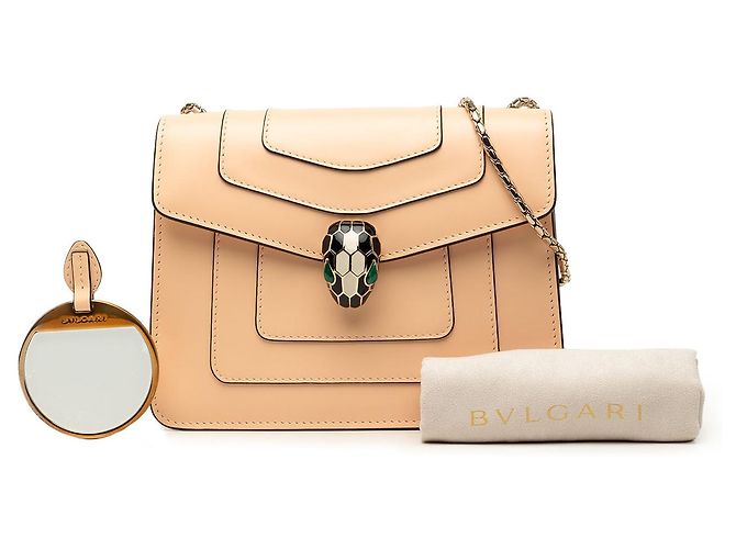 Bulgari Bvlgari Beige Small Leather Square Serpenti Forever Chain Crossbody - vista 7