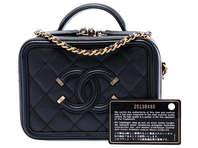 Vanity Beauty Case Chanel Black Small Caviar CC Filigree Nero - vista 7