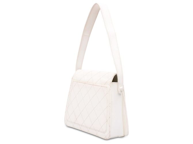 Borsa a tracolla Chanel White CC Quilted Caviar Bianco - vista 2