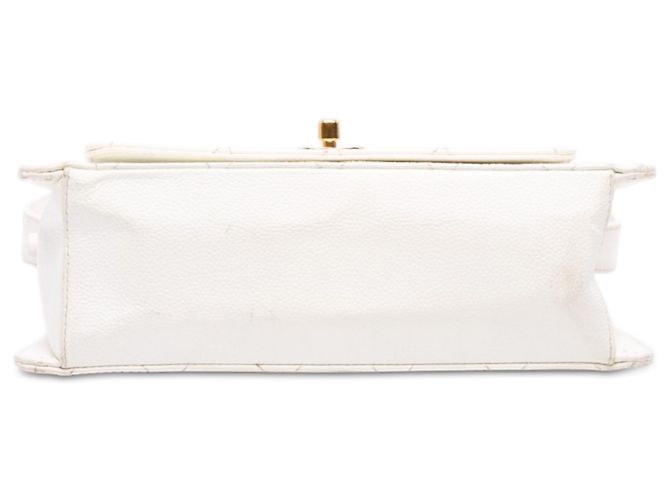 Borsa a tracolla Chanel White CC Quilted Caviar Bianco - vista 3