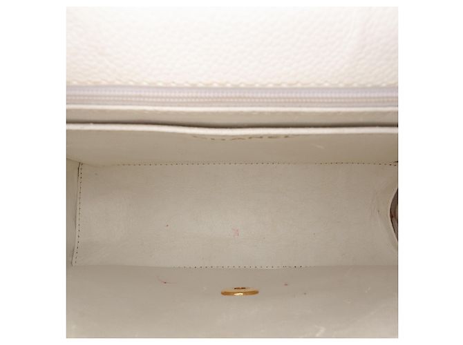 Borsa a tracolla Chanel White CC Quilted Caviar Bianco - vista 4