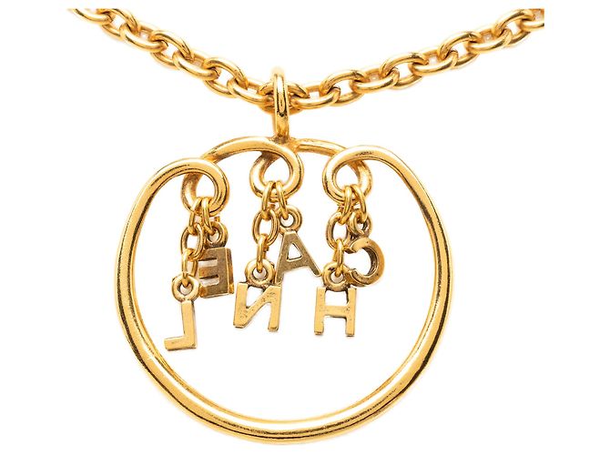 Collana con pendente con ciondoli a lettera Chanel Gold placcato oro D'oro - vista 3
