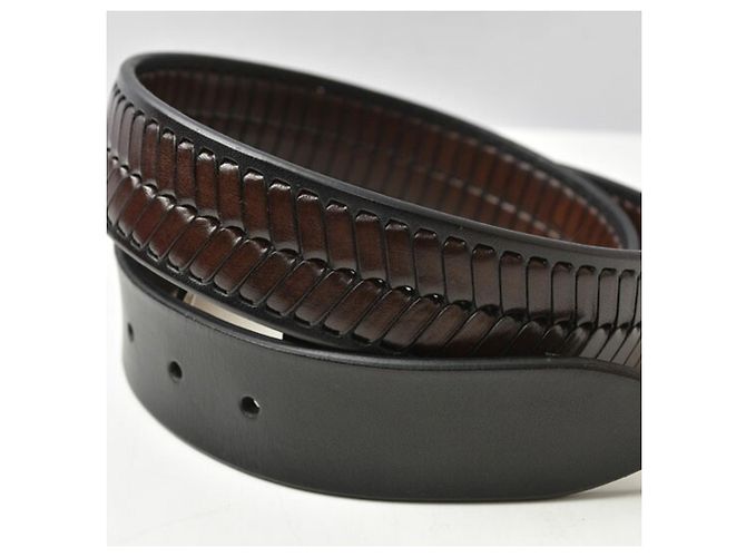 Salvatore Ferragamo Gancini Ledergürtel Braun Schwarz - Ansicht 3