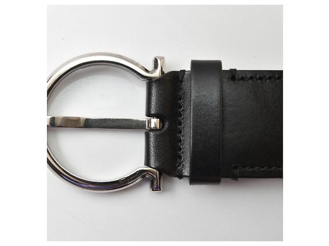 Salvatore Ferragamo Gancini Ledergürtel Braun Schwarz - Ansicht 4