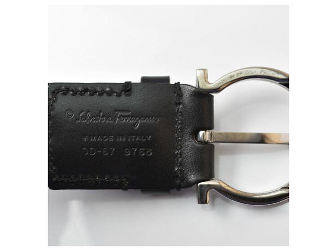 Salvatore Ferragamo Gancini Ledergürtel Braun Schwarz - Ansicht 5