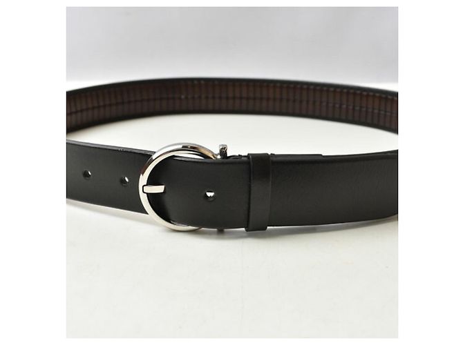 Salvatore Ferragamo Gancini Ledergürtel Braun Schwarz - Ansicht 9