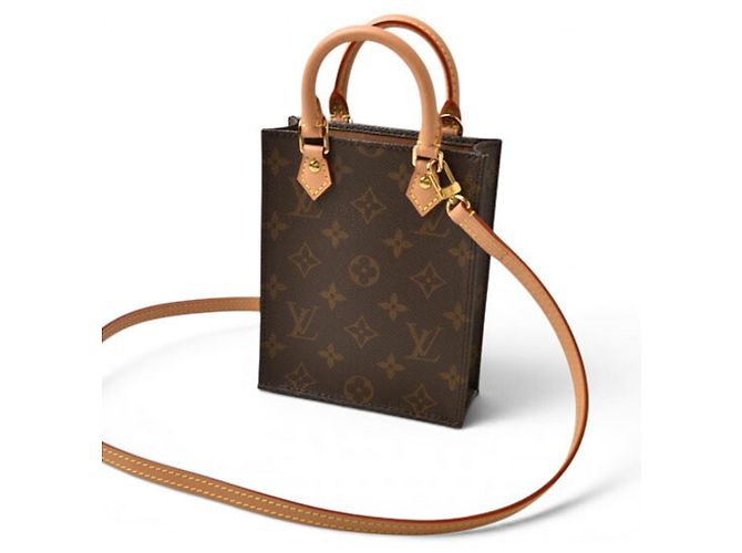 Borsa Louis Vuitton Monogram Petite Sac Plat Marrone - vista 3