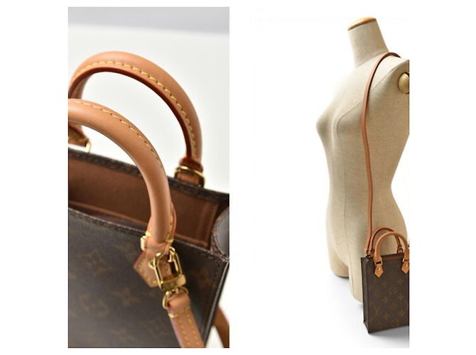 Borsa Louis Vuitton Monogram Petite Sac Plat Marrone - vista 4