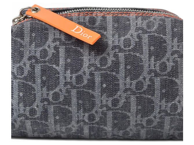 Pochette Christian Dior in tela blu navy - vista 2