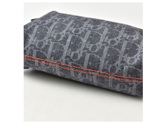 Pochette Christian Dior in tela blu navy - vista 4