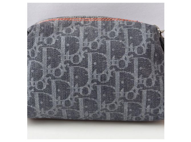 Pochette Christian Dior in tela blu navy - vista 5