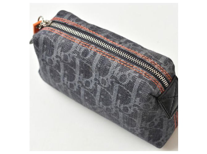 Pochette Christian Dior in tela blu navy - vista 6