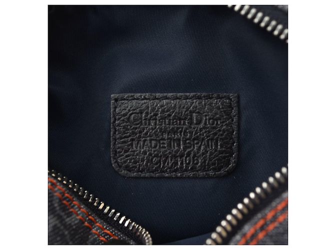 Pochette Christian Dior in tela blu navy - vista 8