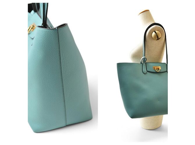 Salvatore Ferragamo Tote Bag aus hellblauem Leder - Ansicht 3