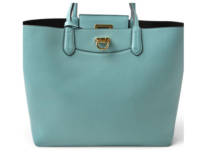 Salvatore Ferragamo Tote Bag aus hellblauem Leder - Ansicht 5